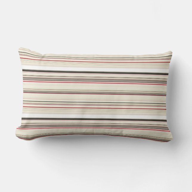 Coussin Rectangle Belles rayures rouges blanches vintages (Recto)