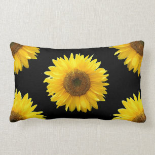 Coussin Rectangle Belles Tournesols Jaunes sur Noir