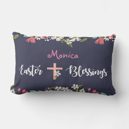 Coussin Rectangle Bénédiction de Pâques de fleurs Christ ressuscitée (Recto)