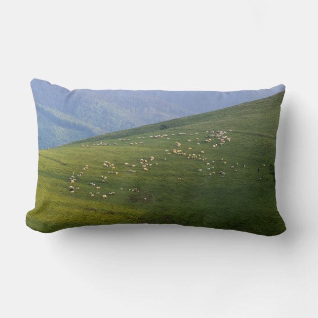 Coussin Rectangle berger avec troupeau de moutons (Recto)