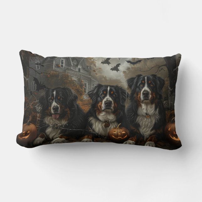 Coussin Rectangle Bernois Montagne Halloween Night Doggy Délice (Recto)