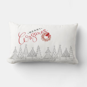 Coussin Rectangle Berries rouges minimalistes Joyeux Noël Nom de fam