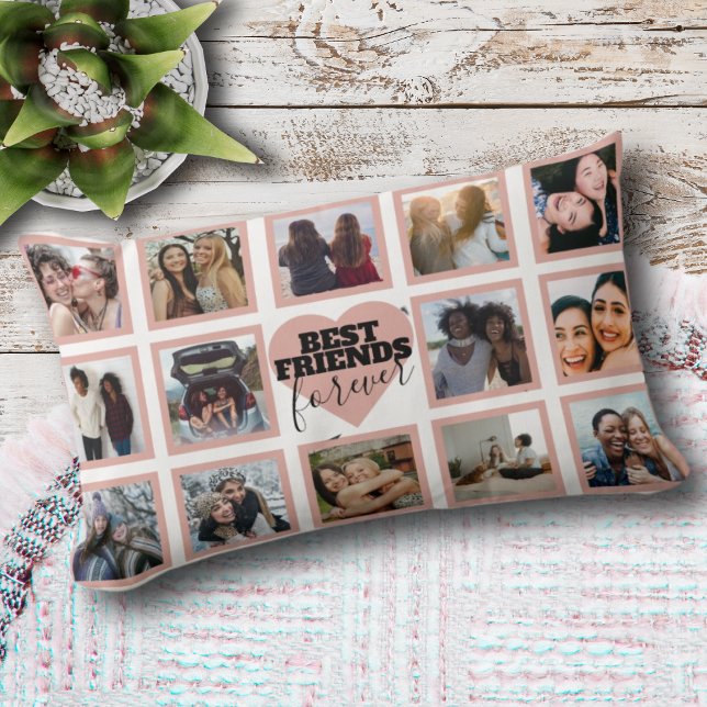 Coussin Rectangle Best Friends Forever 14 Photo Collage Bestie (Créateur téléchargé)