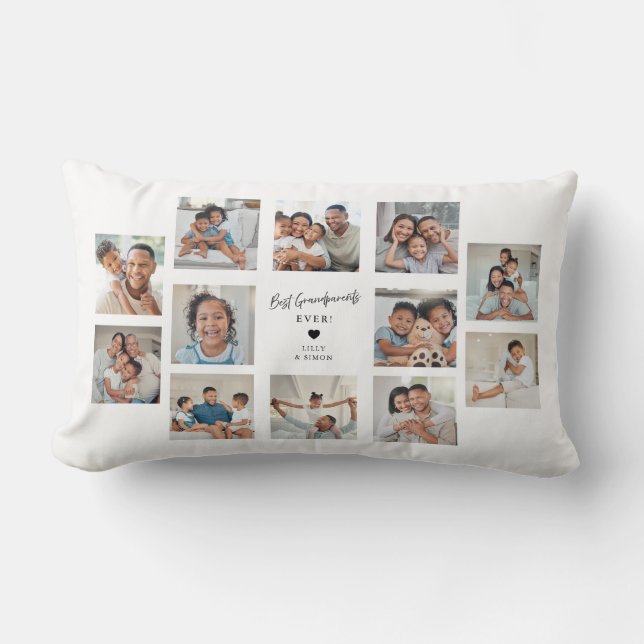 Coussin Rectangle Best Grandparents Ever 12 Family Photo Collage (Recto)