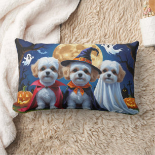 Coussin Rectangle Bichon Frise Chiens Citrouille Halloween Funny