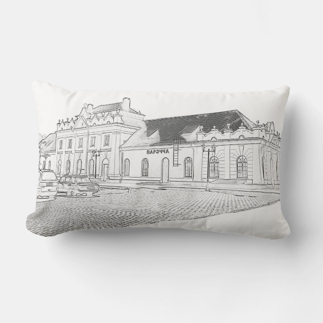 Coussin Rectangle Biélorussie Porechye Parecca Architecture Station (Recto)