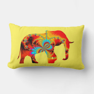 Coussin Rectangle Bien-être animal - Silhouette éléphante Fractale 1