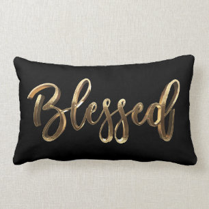Coussin Rectangle Bienheureux Élégant Script Or Moderne Noël