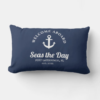 Coussin Rectangle Bienvenue À Bord Du Bateau Nautique Nom De L'Oreil