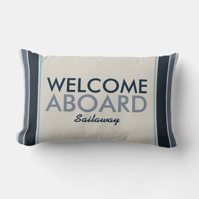Coussin Rectangle Bienvenue à Bord Rayures Verticales Personnalisées (Recto)