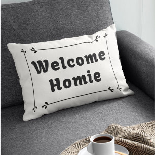Coussin Rectangle Bienvenue chez vous dans le cadre