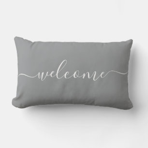 Coussin Rectangle Bienvenue typographie calligraphique de citation g