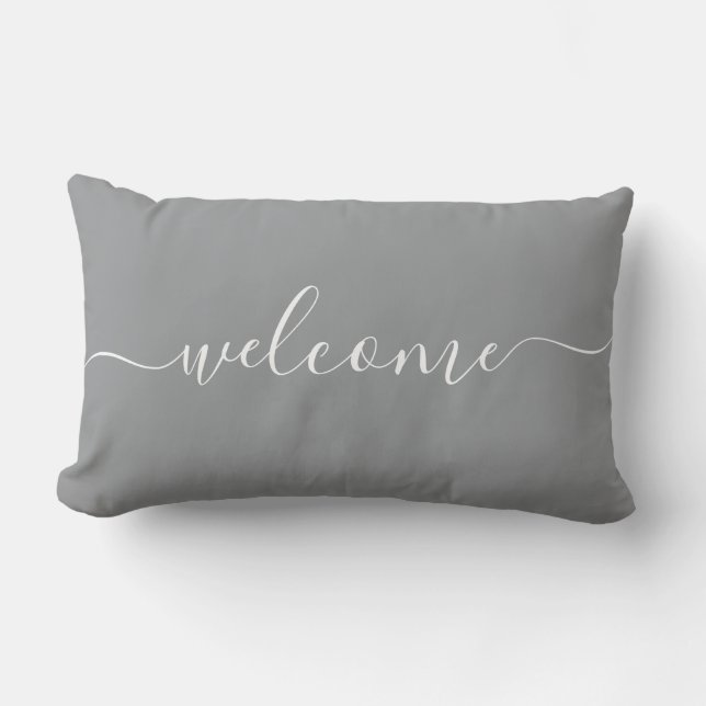 Coussin Rectangle Bienvenue typographie calligraphique de citation g (Recto)