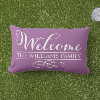 Coussin Rectangle Bienvenue Violet Violet Nom personnalisé