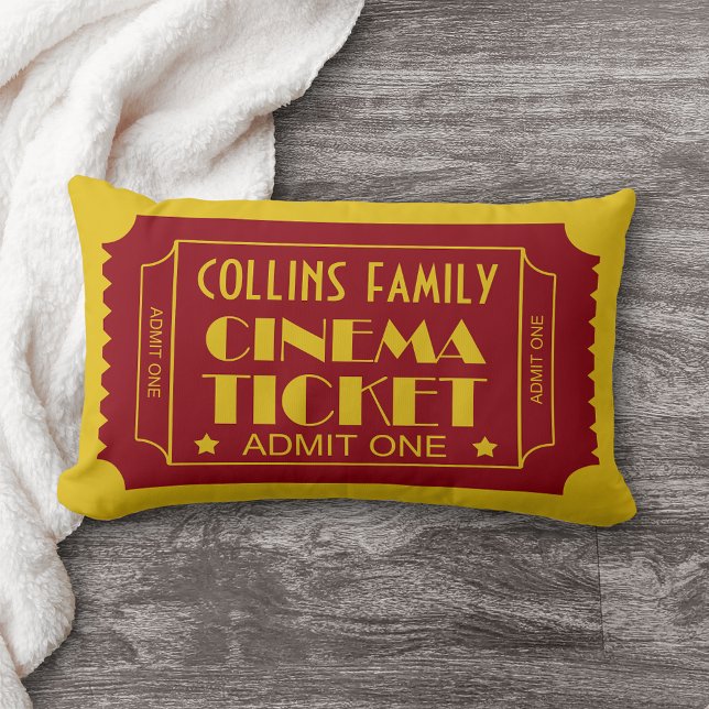 Coussin Rectangle Billet Famille Cinema Nom Personnalisé (Créateur téléchargé)