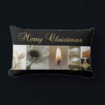 Coussin Rectangle Black Collage Christmas, White and Gold<br><div class="desc">Le temps du Christ et le temps du cold outside. Time to decorate and enjoy the chaleurth of your home and celebrate with family and friends. Our Christmas Collage Collection has matching items available,  pick yours and add something extra to the holidays. Perfect pour les holidays.</div>