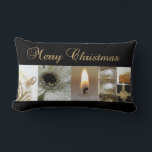 Coussin Rectangle Black Collage Christmas, White and Gold<br><div class="desc">Le temps du Christ et le temps du cold outside. Time to decorate and enjoy the chaleurth of your home and celebrate with family and friends. Our Christmas Collage Collection has matching items available,  pick yours and add something extra to the holidays. Perfect pour les holidays.</div>