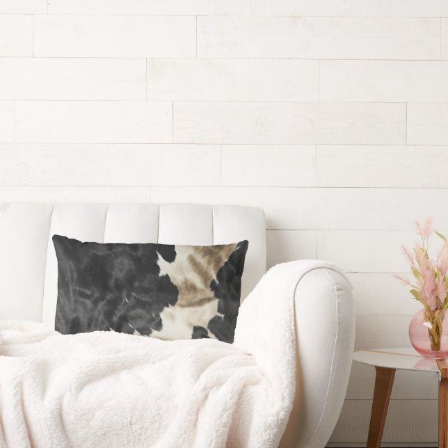 Coussin Rectangle Black Gold Western Cowhide (Canapé)