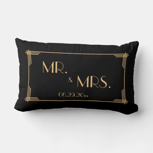 Coussin Rectangle Black Great Gatsby Art Déco Lumbar Mariages Coussi (Verso)