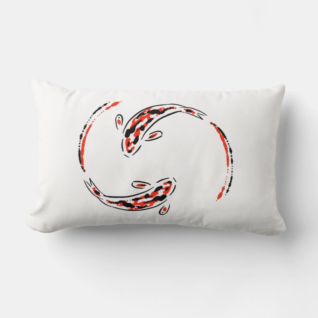Coussin Rectangle Black & Red Japanese Koi Fish Artistic (Recto)