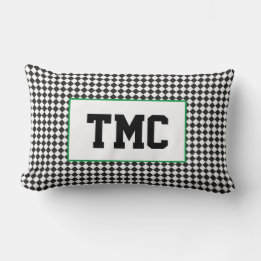 Coussin Rectangle Black White Check Sports Team Racing INITIALES Fun