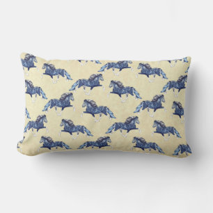 Coussin Rectangle Blámóða 2 Cheval Islandais Bleu