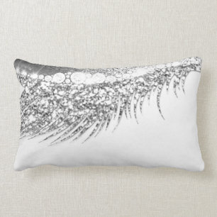 Coussin Rectangle Blanc argenté gris de lux de mèche grise de