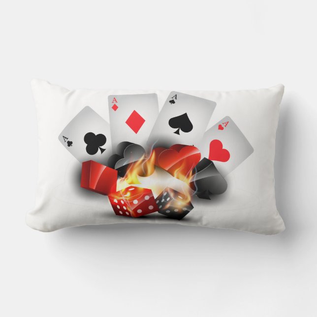 Coussin Rectangle Blanc de casino de tisonnier de flamme (Recto)