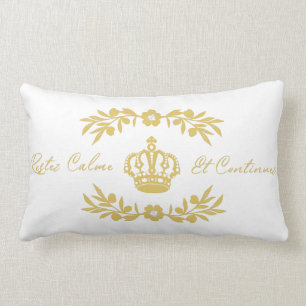 Coussin Rectangle blanc et or Écran français Garder le calme Conti