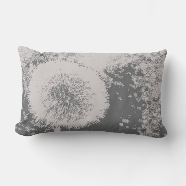 Coussin Rectangle Blanc gris de fleur abstraite florale moderne de (Recto)