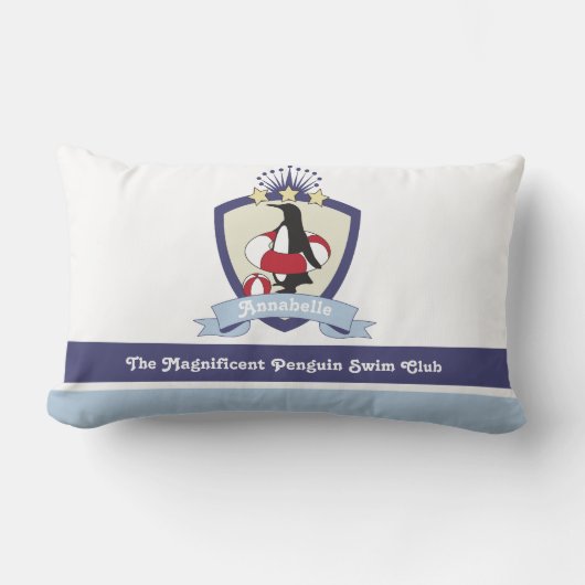 Coussin Rectangle Blason du club de natation Pingouin mignon dessin (Recto)