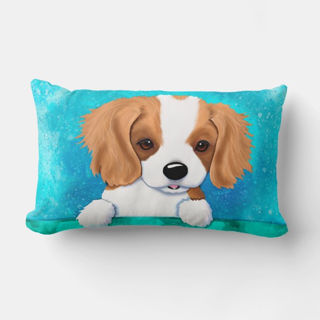 Coussin Rectangle Blenheim Cavalier Spaniel Chiot (Recto)