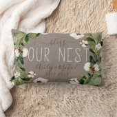 Coussin Rectangle Bless Our Nest Name Wreath Photo Mariage Keepsaké (Couverture)