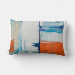 Coussin Rectangle Bleu Abstrait et art moderne orange