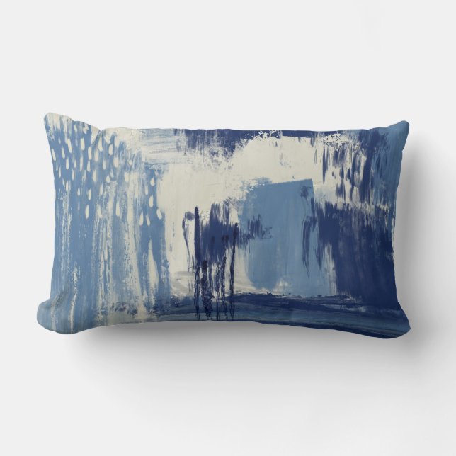 Coussin Rectangle Bleu Abstrait et ivoire (Recto)