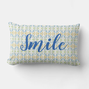 Coussin Rectangle Bleu avec or jaune et vert