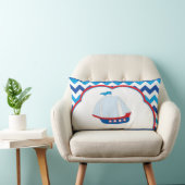 Coussin Rectangle Bleu Blanc Chevron Arrière - plan Bleu Red Voilier (Chaise)