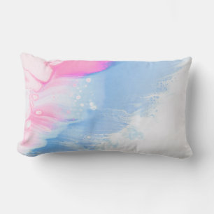 Coussin Rectangle Bleu blanc et rose abstrait