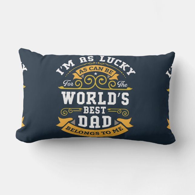 Coussin Rectangle Bleu Blanc Orange Mondes Meilleur Papa (Recto)