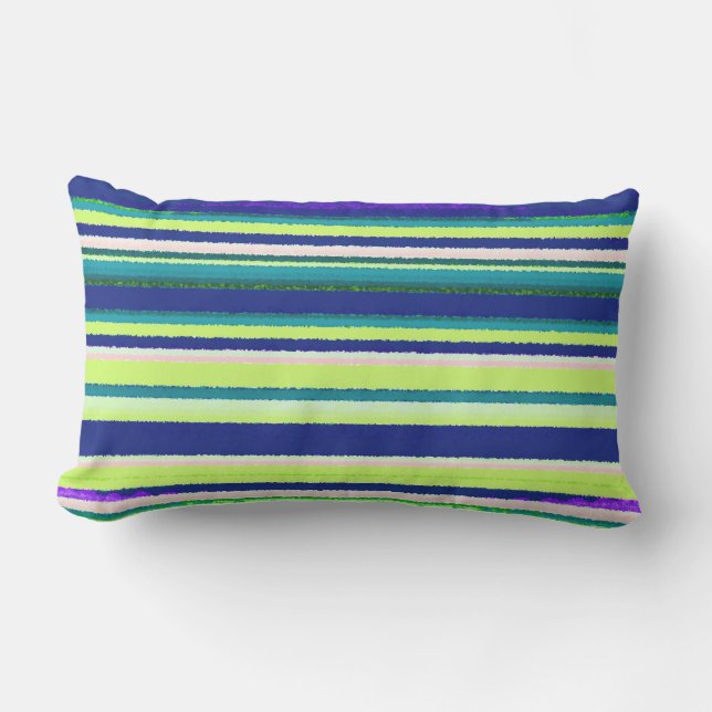 Coussin Rectangle Bleu bleu marine jaune et aquarelle d'Aqua (Recto)