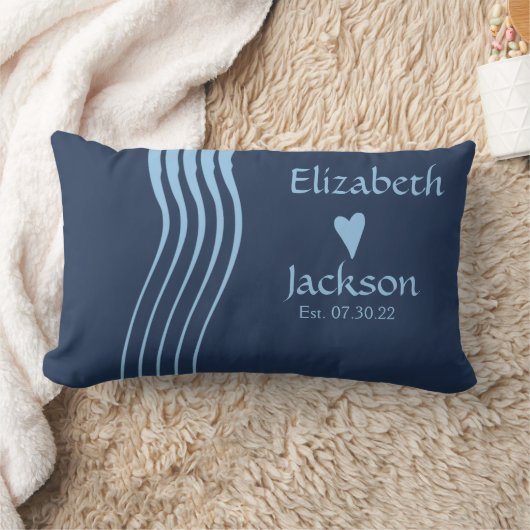 Coussin Rectangle Bleu clair Bleu bleu marine Couples Mariage C (Couverture)