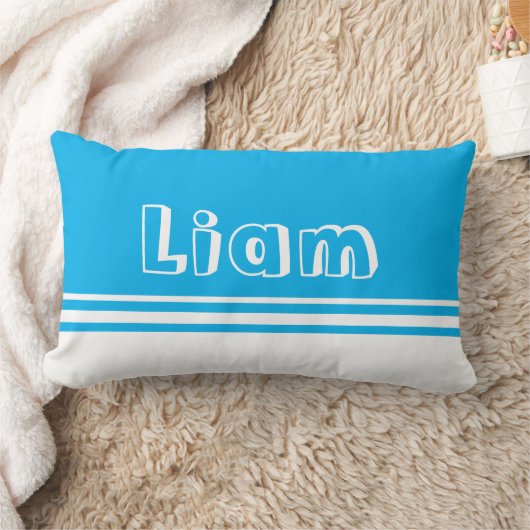 Coussin Rectangle Bleu clair et blanc Nom Lecture Nook (Couverture)