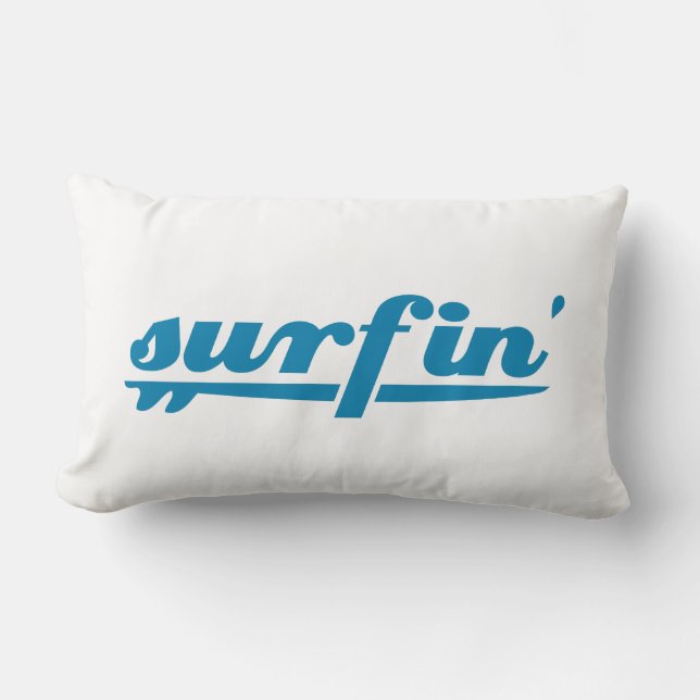 Coussin Rectangle Bleu de planche de surf de Surfin (Recto)