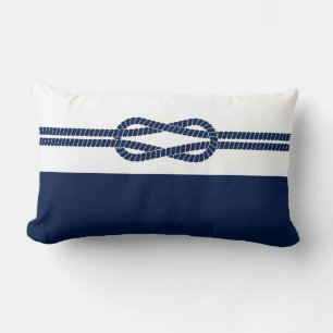 Coussin Rectangle Bleu et blanc, corde marine - Maritime