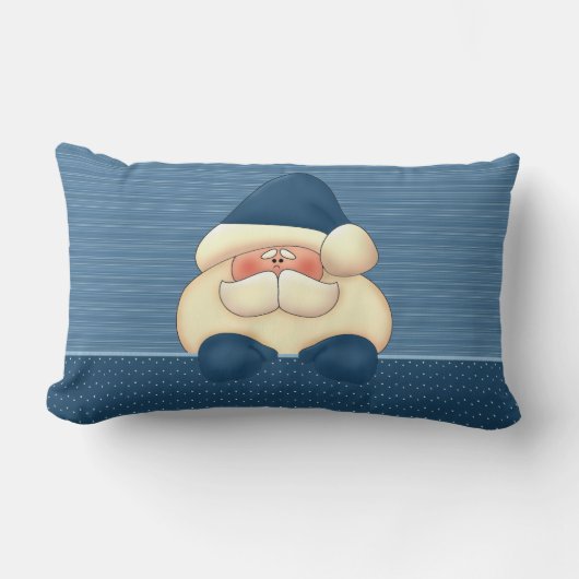 Coussin Rectangle Bleu et blanc hiver Père Noël réversible (Recto)