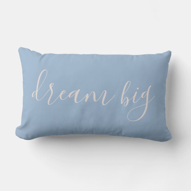 Coussin Rectangle Bleu et bleu apaisant| Grosse citation de rêve (Recto)