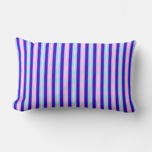 Coussin Rectangle Bleu et violet personnalisés rayés