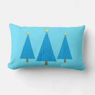 Coussin Rectangle Bleu étoiles modernes arbres de Noël Lumbar Coussi