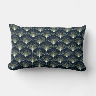 Coussin Rectangle Bleu foncé Art Déco Motif géométrique élégant Jeu