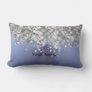 Coussin Rectangle Bleu gris et fausse parties scintillant